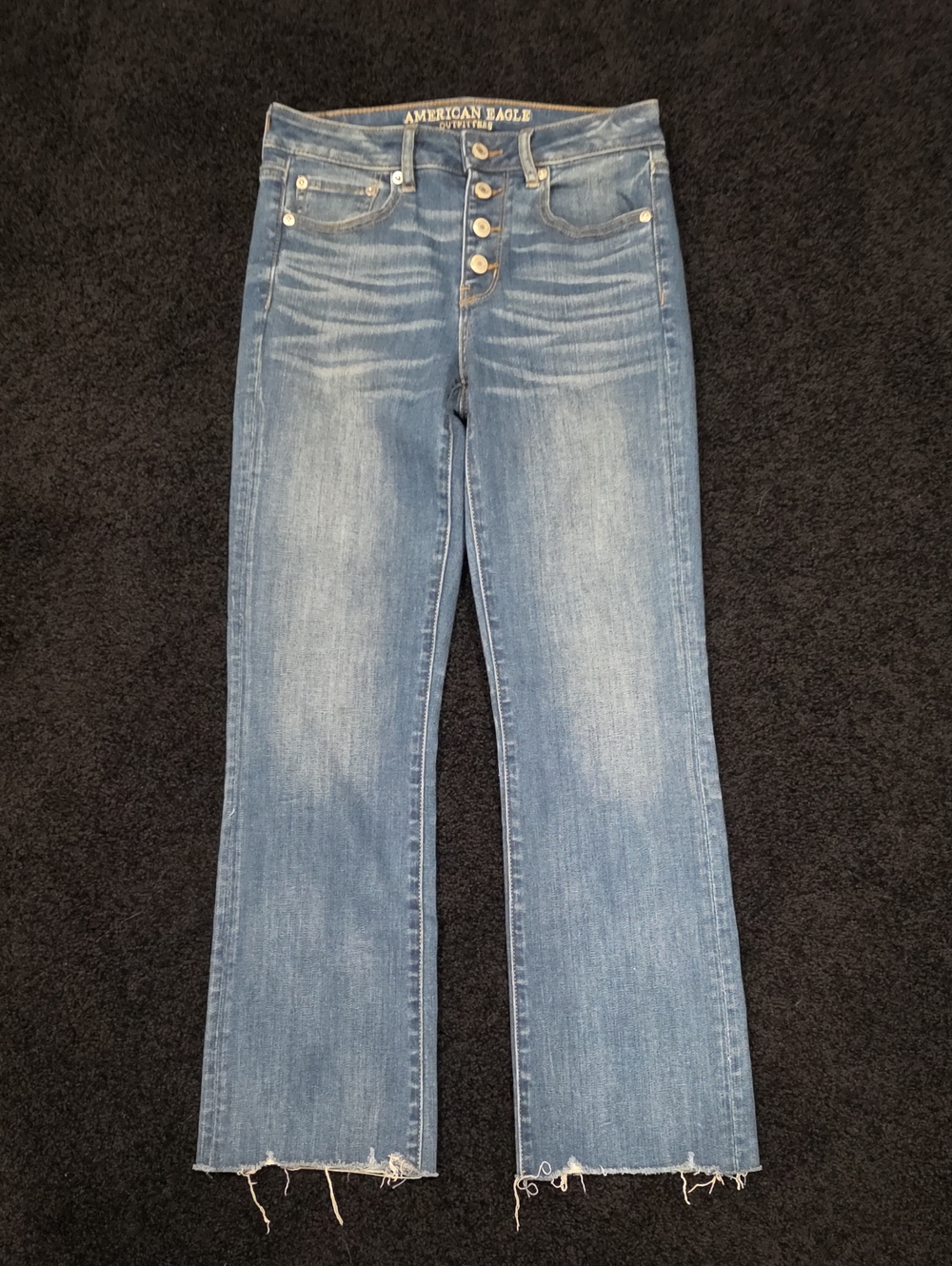 American Eagle Outfitters Light Blue High-Rise Crop Flare Button-Fly Jeans - Picture 1 of 4